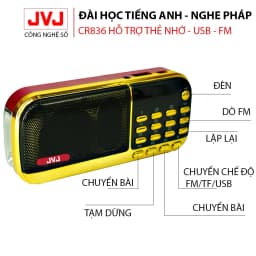Thumbnail Loa nghe pháp mini JVJ J-836S 2 Pin sử dụng thẻ nhớ,USB học tiếng anh, đài FM, đèn pin siêu sáng - BH 12 tháng 4