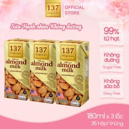 Thumbnail [LỐC 3 HỘP 180ML] Sữa Hạt Hạnh Nhân Nguyên Chất 137 DEGREES Không Ngọt (Không Đường) Healthy Dinh Dưỡng Thái Lan 1
