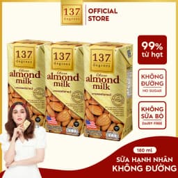 Thumbnail [LỐC 3 HỘP 180ML] Sữa Hạt Hạnh Nhân Nguyên Chất 137 DEGREES Không Ngọt (Không Đường) Healthy Dinh Dưỡng Thái Lan 2
