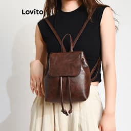 Thumbnail Lovito Balo Màu Trơn Đơn Giản Đa Năng Thường Ngày Cho Nữ LFA23192 1