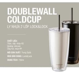 Thumbnail Ly nhựa 2 lớp LnL kèm ống hút (KMKTT) LocknLock HAP507 750ml Tumbler/BC 2
