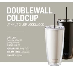 Thumbnail Ly nhựa 2 lớp Lock&Lock kèm ống hút 750ml HAP507 3