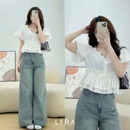 Thumbnail LYRA - Áo baby doll tay phồng xòe bèo cổ V tiểu thư - VSYAC0277 1