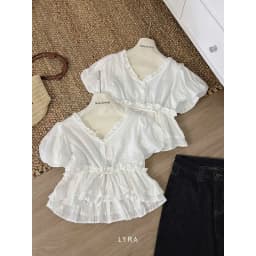 Thumbnail LYRA - Áo baby doll tay phồng xòe bèo cổ V tiểu thư - VSYAC0277 2