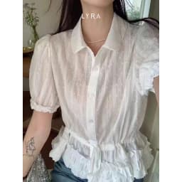 Thumbnail LYRA - Áo cách điệu rút dây eo tay ngắn phối bèo - CSYAC0289 4
