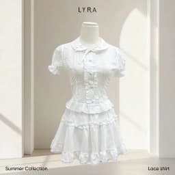 Thumbnail LYRA - Áo sơ mi ngắn tay thiết kế, Áo kiểu nữ cổ nơ viền ren chất thô boi trẻ trung kiểu Hàn - LWNAO021 2