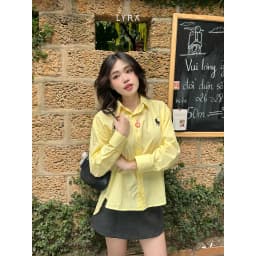 Thumbnail LYRA - Áo sơ mi nữ form rộng dài tay thêu ngựa, chất thô Hàn cao cấp, kiểu dáng trendy hiện đại LWNSM010 2