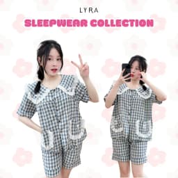 Thumbnail LYRA - Bộ đồ ngủ họa tiết kẻ caro phối túi ren tiểu thư, đồ ngủ mặc nhà chất thô thoáng mát - LWNSE009 1
