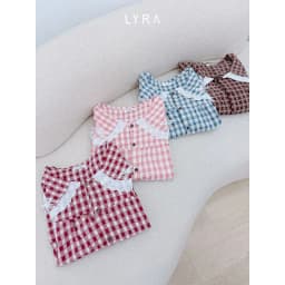 Thumbnail LYRA - Bộ đồ ngủ họa tiết kẻ caro phối túi ren tiểu thư, đồ ngủ mặc nhà chất thô thoáng mát - LWNSE009 3