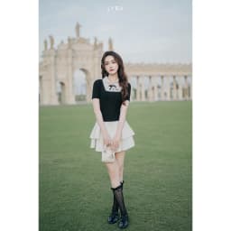 Thumbnail LYRA DESIGN - Váy đầm nữ ngắn tay thiết kế Meli Dress cổ yếm cách điệu phối nơ chân váy xòe style tiểu thư - LWNVD030 2
