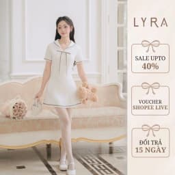 Thumbnail LYRA DESIGN - Váy Đầm Nữ Ngắn Tay Thiết Kế LYRA Cổ Thuyền Gắn Nơ Style Hàn Quốc Thanh Lịch Nữ Tính - LWNVD032 1