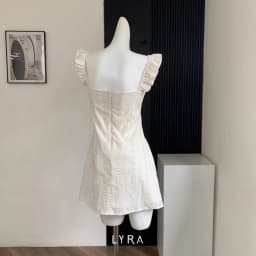 Thumbnail LYRA - Váy cổ vuông nơ ngực dáng ngắn tay nhún bèo hoa laser - CSYVD0143 4