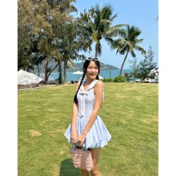 Thumbnail LYRA - Váy kẻ thủy thủ dáng bí ngắn chiết eo phối nơ nắng động - LWNVD043 4
