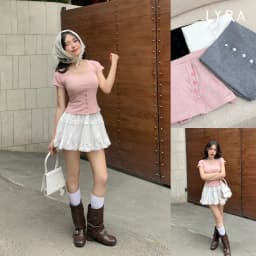 Thumbnail LYRA-Áo thun ôm body dây lưng cúc dọc mặc 2 kiểu, chất thun gân co dãn mạnh 4 chiều thấm mồ hôi LWNAP001 1
