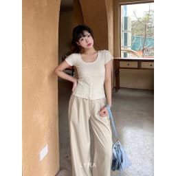 Thumbnail LYRA-Áo thun ôm body dây lưng cúc dọc mặc 2 kiểu, chất thun gân co dãn mạnh 4 chiều thấm mồ hôi LWNAP001 3
