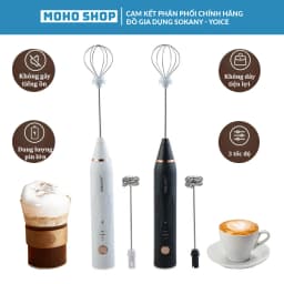 Thumbnail Máy đánh bọt cà phê mini cầm tay, máy đánh trứng Sokany SK201A 3 cấp độ sạc pin USB tặng kèm 2 đầu khuấy và tạo bọt 1