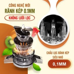 Thumbnail Máy Ép Chậm Masuto Ms Healthy Ép Trái Cây Nguyên Quả Kiệt Bã Dung Tích 0,6L Làm Kem,Ép Cần Tây, Cà Rốt Detox 4