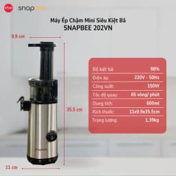 Thumbnail Máy Ép Chậm Mini SNAPBEE 202VN_Kiệt Bã 98%_Ép Trái Cây Làm Kem Nhỏ Gọn_Tháo Lắp Chỉ 3s_Snap Kitchen 4