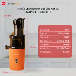 Thumbnail Máy Ép Chậm Nguyên Quả SNAPBEE S300 Elite_Ép Siêu Kiệt Bã 98%_Tháo Lắp Đơn Giản [Snap Kitchen] 2