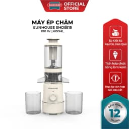 Thumbnail Máy ép chậm Sunhouse SHD5515 - Dung tích 600ml - Làm được kem, lưỡi cắt vượt trội - Ống tiếp nguyên liệu lớn 108mm 2