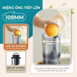 Thumbnail Máy ép chậm Sunhouse SHD5515 - Dung tích 600ml - Làm được kem, lưỡi cắt vượt trội - Ống tiếp nguyên liệu lớn 108mm 3