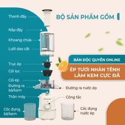 Thumbnail Máy ép chậm Sunhouse SHD5515 - Dung tích 600ml - Làm được kem, lưỡi cắt vượt trội - Ống tiếp nguyên liệu lớn 108mm 4