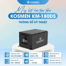 Thumbnail Máy Hút Ẩm Âm Trần Kosmen KM-180DS Công Suất 180 lít/ngày - Hàng Chính Hãng BH 24 tháng 2