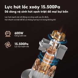 Thumbnail Máy hút bụi gập Aqua CCXL8R đặc biệt đầu gập 90 độ, lực hút 15500Pa - Bảo hành 12 tháng 2