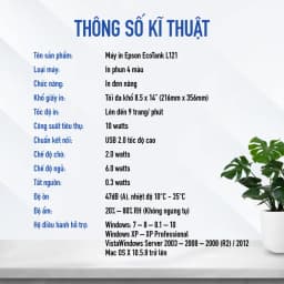 Thumbnail Máy In Phun Màu Đơn Năng Epson EcoTank L121 (Bao Gồm Bộ Mực Chính Hãng Đi Kèm) 3