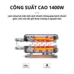 Thumbnail Máy kẹp bánh mì công suất cao 1400W LOẠI KHAY TO SOKANY BBQ-852 nướng nhanh chín, chống dính tốt 3