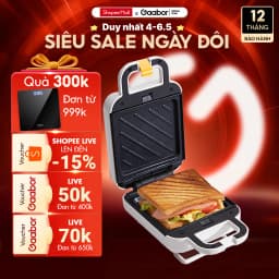 Thumbnail Máy kẹp sandwich GAABOR SM60M-WH01A công suất 600W thiết kế chống dính nướng bánh mì, rán trứng, nướng thịt tiện dụng 1