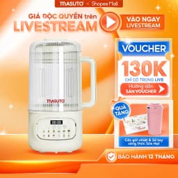 Thumbnail Máy Làm Sữa Hạt Masuto 1,2L Thủy Tinh Chống Ồn Cường Lực Xay Hạt Nhuyễn Mịn Chống Trào 12 Chế Độ Nấu Bảo Hành 12 Tháng 1