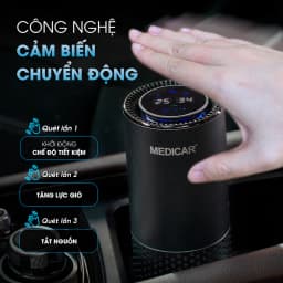 Thumbnail Máy lọc không khí ô tô Medicar lọc bụi mịn, tạo ion âm diệt khuẩn khử mùi chống say xe cho xe hơi 3