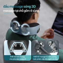 Thumbnail Máy Massage Cổ Vai Gáy PHILIPS 3304-đầu massage sóng 3D, chườm ấm cảm biến,3 chế độ massage 4