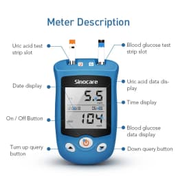 Thumbnail Máy Đo Tiểu Đường Và Axit Uric ( Bệnh Gút) 2 Trong 1 Chính Hãng Sinocare 3
