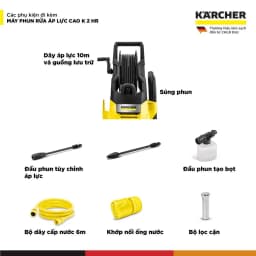 Thumbnail Máy phun rửa áp lực cao Karcher K 2 HR - Công suất 1400W, áp lực 110 bar phù hợp rửa xe - Bảo hành 24 tháng 4