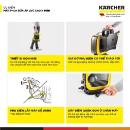 Thumbnail Máy phun rửa áp lực cao Karcher K Mini - Công suất 1400W, áp lực tối đa 110 bar nhỏ gọn - Bảo hành 24 tháng 4