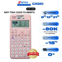 Thumbnail Máy tính học sinh Casio Fx-880BTG màu hồng dành cho học sinh cấp 2 cấp 3 lớp 6 đến lớp 12 chuyên dụng mang vào phòng thi 1