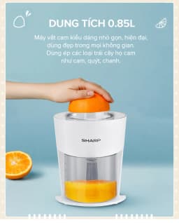 Thumbnail Máy Vắt Cam Sharp EJ-J408-WH [Máy Vắt Êm Lưới Lọc Bằng Thép Không Gỉ] - BH 12 Tháng 3