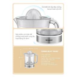 Thumbnail Máy Vắt Cam Sharp EJ-J415-WH Dung Tích 1.5L ( Màu Trắng) 2
