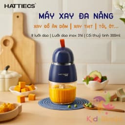 Thumbnail Máy xay ăn dặm cho bé KidsWorld Hattiecs 8 lưỡi dao cối thuỷ tinh 300ml xay thịt xay sinh tố tỏi ớt 1