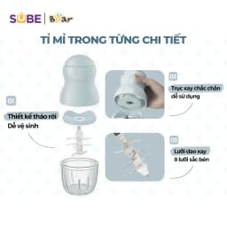 Thumbnail Máy Xay Ăn Dặm Cho Bé Bear Mini Máy Xay 8 lưỡi Cho Bé Ăn Dặm Máy Xay Thịt Cầm Tay Máy Xay Cháo Máy Xay Mini GR-B03V8 2