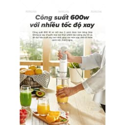Thumbnail Máy Xay Cầm Tay Sharp EM-H076SV-WH 0.7L Kèm Cây Đánh Trứng [600W] BH 12 Tháng 2