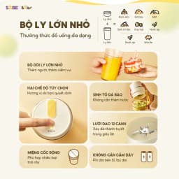 Thumbnail Máy Xay Sinh Tố Cầm Tay Bear Máy Xay Rau Củ Quả Làm Sinh Tố Máy Xay Nước Ép Mini Máy Xay Mini Tích Điện 400ml SB-MX04K 3