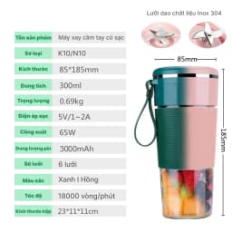 Thumbnail Máy xay sinh tố Jiashi DELADEP cầm tay mini 6 lưỡi đa năng dung lượng pin lớn 3000mAh xay hoa quả, thực phẩm MXS02 1