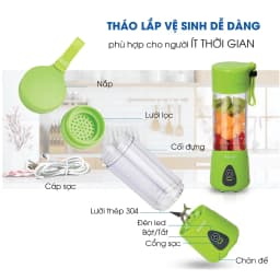 Thumbnail Máy Xay Sinh Tố Mini MATIKA 380 ml Có Cổng Sạc USB MTK-3138 2