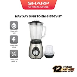 Thumbnail Máy Xay Sinh Tố Sharp EM-S155GV-ST 1.5L Cối Thủy Tinh [500W, 5 Tốc Độ] - BH 12T 1