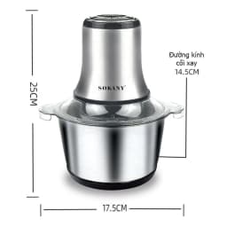 Thumbnail Máy xay thịt, sinh tố đa năng cối INOX SOKANY 800W dung tích 3L SK7005A 6 lưỡi dao giúp nhuyễn nhanh thịt, thực phẩm 2