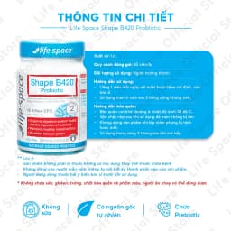 Thumbnail Men vi sinh hỗ trợ tiêu hóa và hỗ trợ hệ vi sinh đường ruột khỏe mạnh Life Space Shape B420 Probiotic lọ 30 viên 1