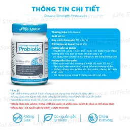 Thumbnail Men vi sinh Life Space Double Strength hỗ trợ tiêu hóa khỏe mạnh và hỗ trợ tăng cường sức đề kháng lọ 30 viên Prebiotic 3